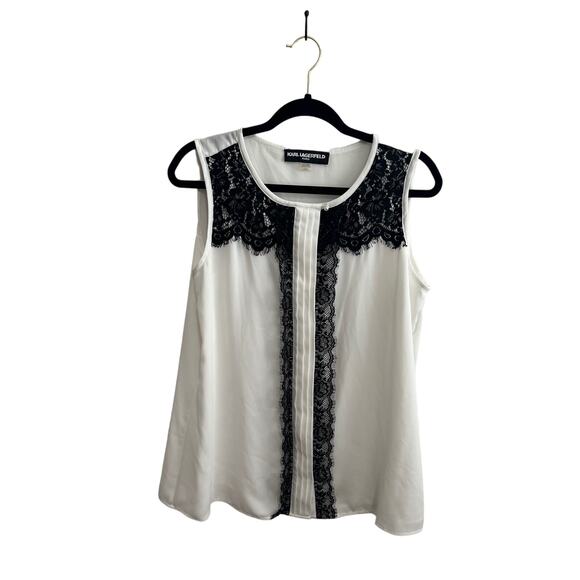 KARL LAGERFELD PARIS ​Sleeveless Lace Top size L - Picture 1 of 5